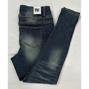 Indigo Rein Jeans 13/14 Midrise Skinny Ankle Dark Wash Distressed